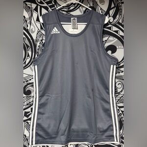 Adidas Gray Tank Top with White Stripes